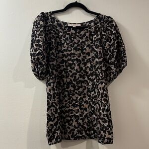Loft | Leopard Print Puff‎ Sleeve Top